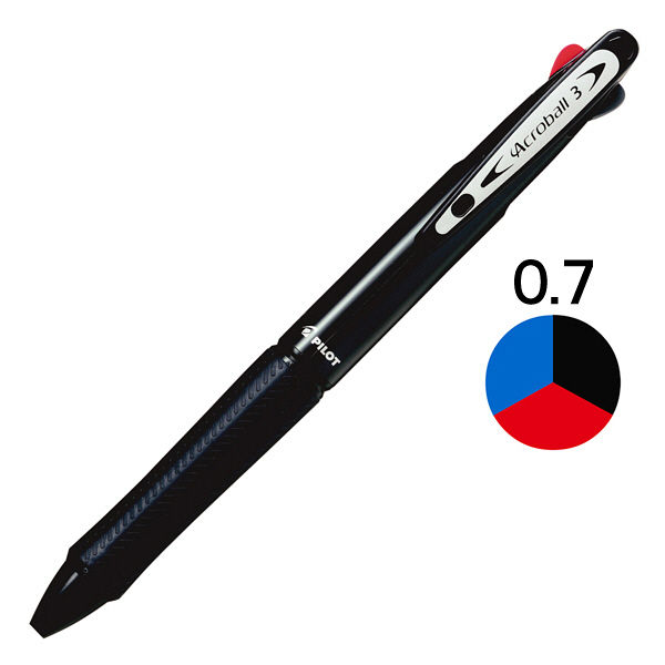 3色ボールペン アクロボール3 0.7mm ブラック軸 黒 10本 BKAB-40F-BK