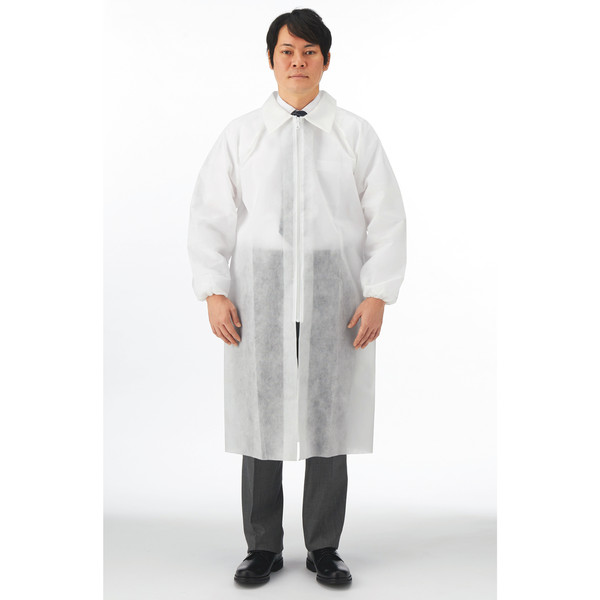 【使い捨て白衣】 川西工業 使いきり不織布白衣 ホワイト M #7028 1袋（5着入）