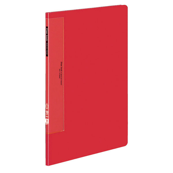 コクヨ　クリヤーブック（ウェーブカット・固定式）　A4タテ10ポケット　赤　レッド　ラ-T550R　2冊