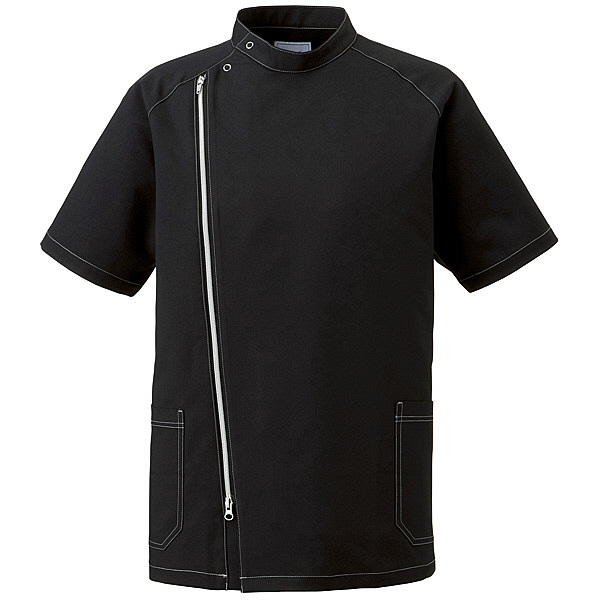 ミズノ ユナイト ジャケット（男性用） ブラック×シルバー S MZ0066 医療白衣 1枚（取寄品）