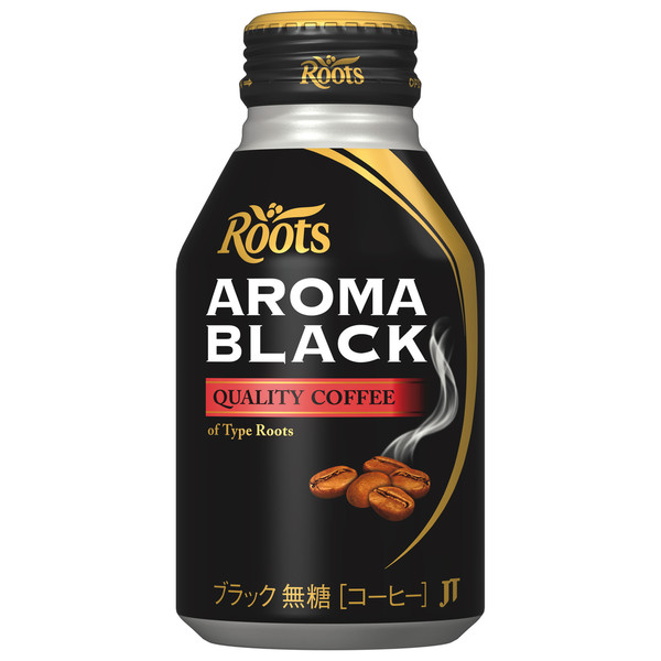 【缶コーヒー】ジェイティ飲料　ルーツ　アロマブラックボトル缶　285ｇ　1箱（24缶入）