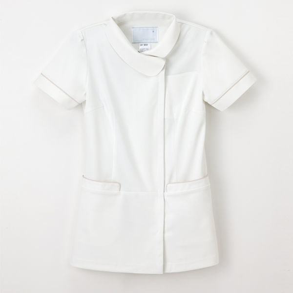 ナガイレーベン 女子上衣 ナースジャケット 医療白衣 半袖 オフホワイト S LH-6222（取寄品）