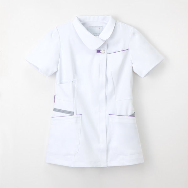 ナガイレーベン 女子上衣 ナースジャケット 医療白衣 半袖 Tラベンダー M FT-4592（取寄品）