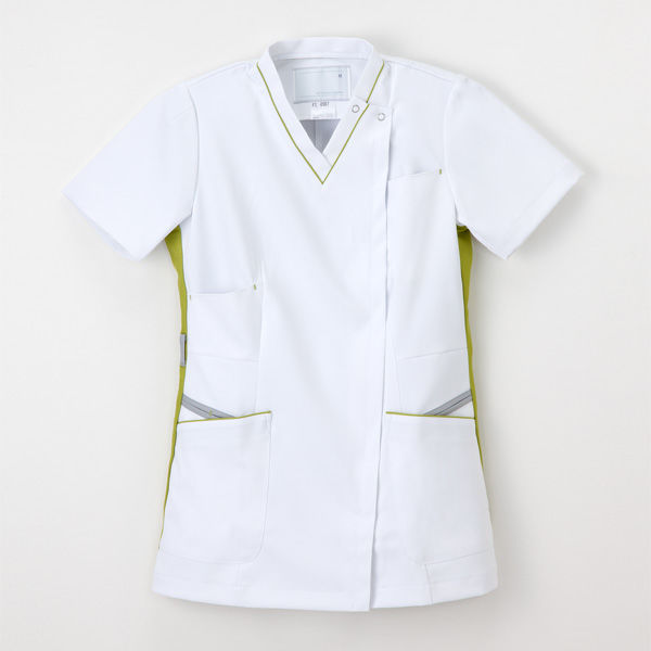 ナガイレーベン 女子上衣（スクラブ） 医療白衣 半袖 Tライトグリーン M FT-4597（取寄品）