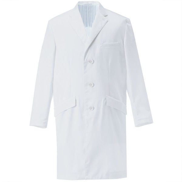 ナガイレーベン 男子シングル診察衣（ゆったり） 長袖 ホワイト S FD-4020（取寄品）