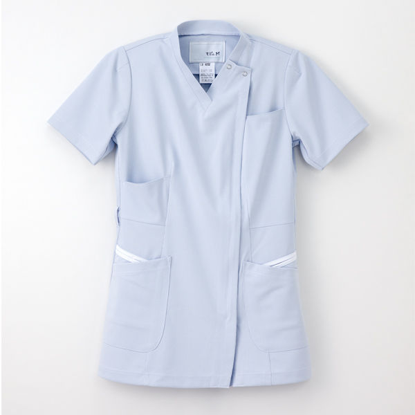 ナガイレーベン 女子上衣（スクラブ） 医療白衣 半袖 ブルー L LX-4052（取寄品）