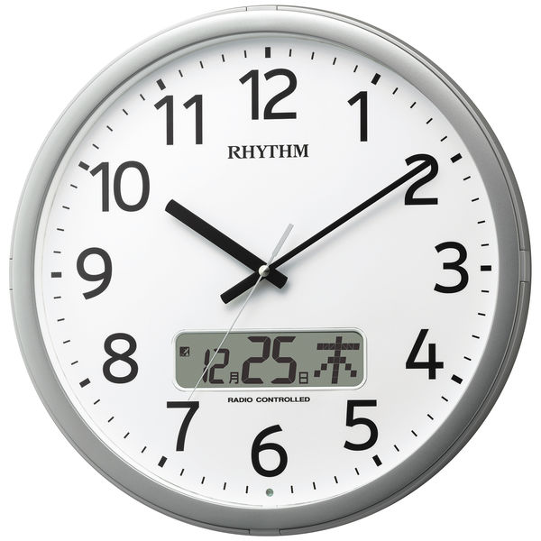 RHYTHM（リズム）プログラムカレンダー 掛け時計 [電波 ステップ 秒針停止機能 カレンダー チャイム] 直径350mm 4FNA01SR19 -  アスクル