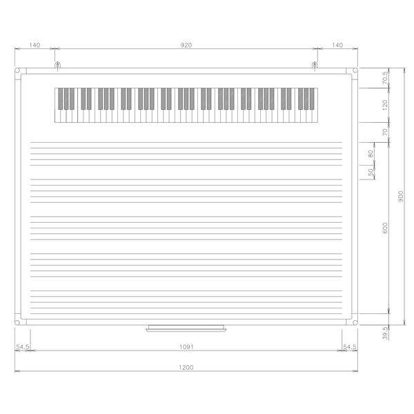 日学 樹脂枠ホワイトボード 1200×900 五線譜表 RC-12-043 （直送品 