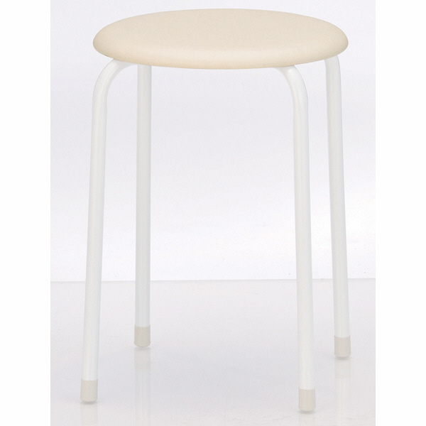 TOKIO 丸椅子（抗菌張地） ベージュ 1脚 座面直径320×高さ446mm スタッキングチェア ビニールレザー張り パイプ椅子