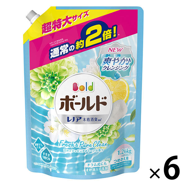 【アウトレット】ボールド フレッシュピュアクリーンの香り 詰替え超特大 1.26kg 1箱（6個入） P＆G