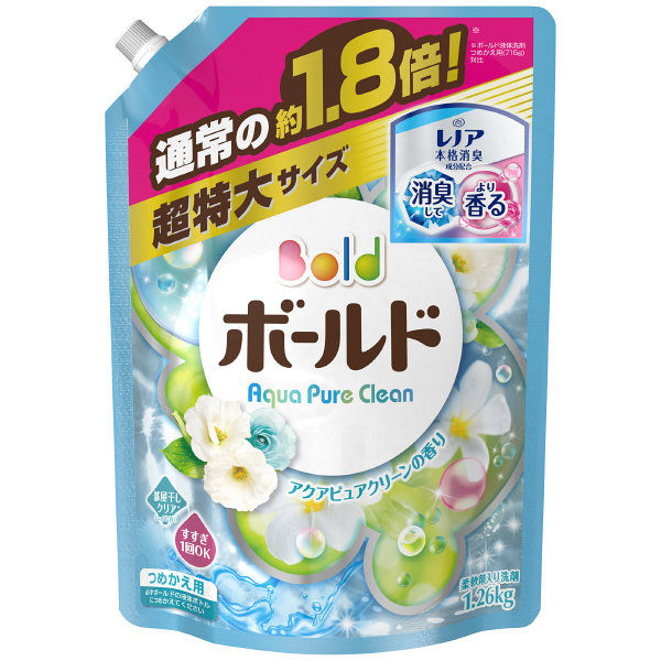 【アウトレット】ボールド フレッシュピュアクリーンの香り 詰替え超特大 1.26kg 1セット（4個） P＆G