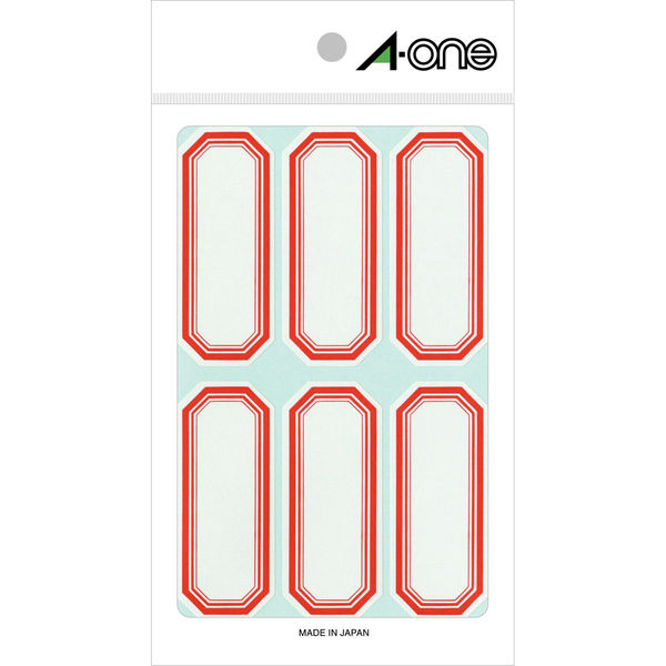 エーワン セルフ角ラベル 小 整理・表示用 手書き用 上質紙 赤枠付き 1片（27×65mm） 1袋（18シート 108片入） 05001