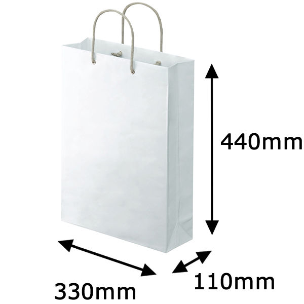 アスクル 樹脂カバー付き 手提げ紙袋 ホワイト L 1袋（10枚入