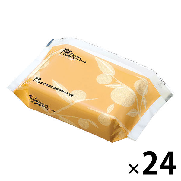アスクル トイレのおそうじシート オレンジの香り 1箱（24個入）【そのまま使えるファスナー付き】 オリジナル