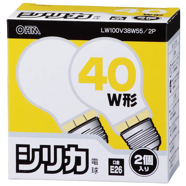 オーム電機　白熱電球40W　LW100V38W55/2P　1箱（2個入）