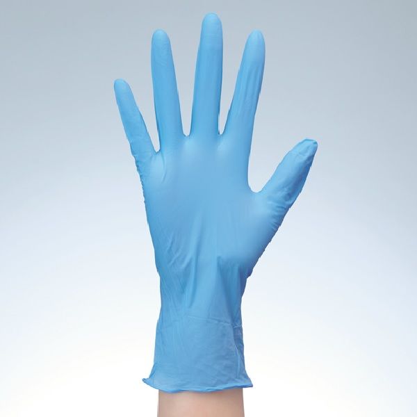 ファーストレイト　「現場のチカラ」　使いきりニトリル手袋　ブルー　粉あり　薄手　M　1箱（100枚入）