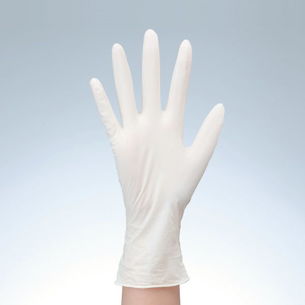 ファーストレイト　「現場のチカラ」　使いきりニトリル手袋　ホワイト　粉あり　薄手　M　1箱（100枚入）