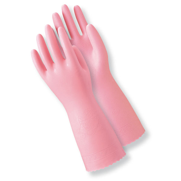 【ビニール手袋】 ショーワグローブ 「現場のチカラ」 簡易包装ワーキング中厚手 ピンク S 1セット（10双：5双入×2袋）  オリジナル