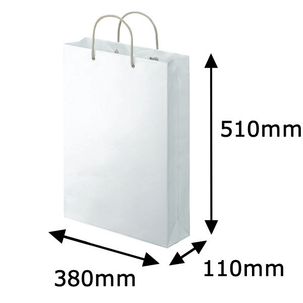 アスクル 樹脂カバー付き 手提げ紙袋 ホワイト LL 1セット（90枚：10枚入×9袋）  オリジナル