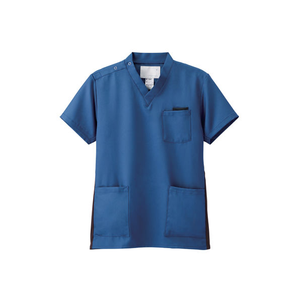 ナガイレーベン スクラブ（男女兼用） 医療白衣 半袖 ロイヤルブルー S RT-5062（取寄品）