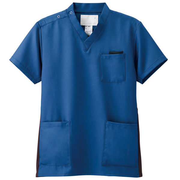 ナガイレーベン スクラブ（男女兼用） 医療白衣 半袖 ロイヤルブルー L RT-5062（取寄品）