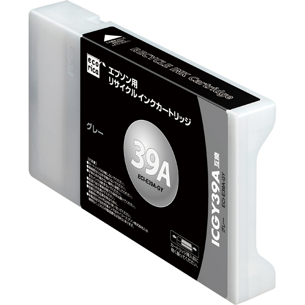 エプソン（EPSON）用 リサイクルインク ECI-E39A-GY グレー （ICGY39A） 1個（取寄品）