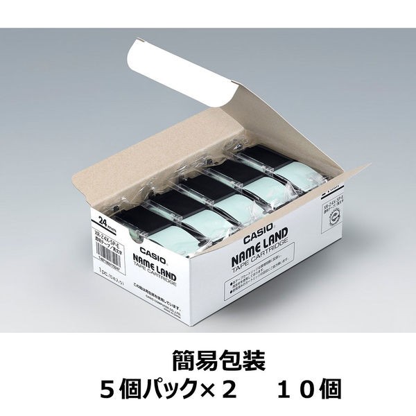 カシオ CASIO ネームランド テープ 透明タイプ 幅24mm 透明ラベル 黒文字 10個 8m巻 XR-24X-5PE