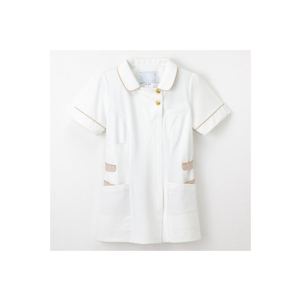 ナガイレーベン 女子上衣 半袖 オフホワイト L LH-6242（取寄品）