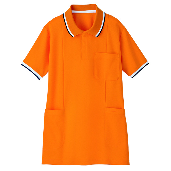 自重堂 半袖ロングポロシャツ 女性用 オレンジ 3L WH90338（取寄品）