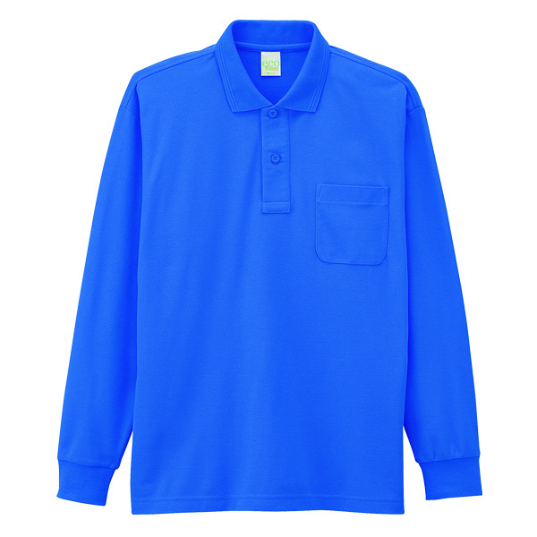 自重堂 長袖ポロシャツ 男女兼用 ブルー 4L 85244（取寄品）