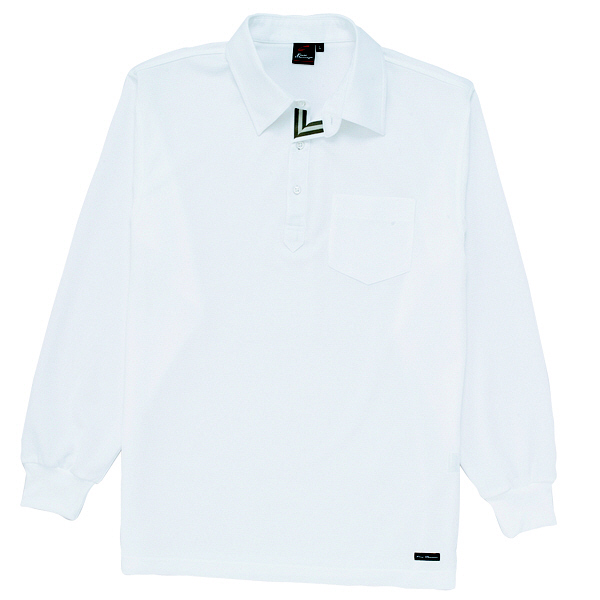 自重堂 長袖ポロシャツ 男女兼用 ホワイト L 85204（取寄品）