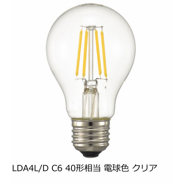 オーム電機（OHM） 一般クリア電球形LED電球 E26 40W相当 電球色　調光対応 LDA4L/D C6