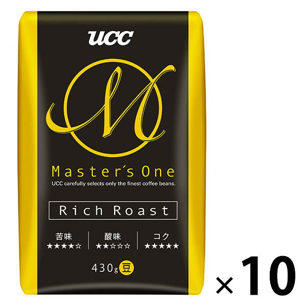 【コーヒー豆】UCC上島珈琲 マスターズワン リッチロースト 豆 1ケース（430g×10袋入）  オリジナル