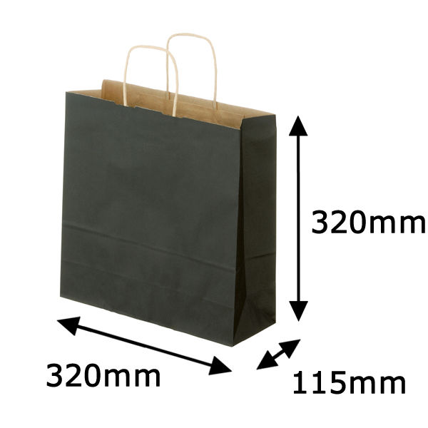 スーパーバッグ　丸紐カラー手提げ紙袋　ブラック　M　　1箱（300枚入：50枚入×6袋）　　　  オリジナル