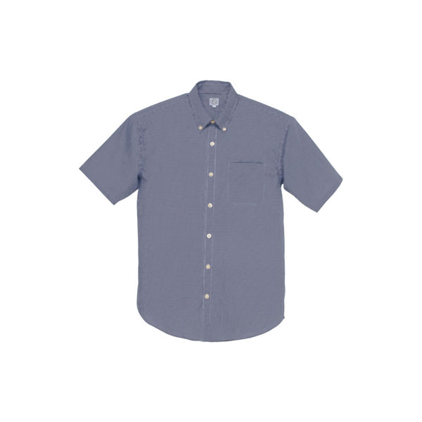 AITOZ（アイトス） ユニセックス 小さいサイズ 半袖ボタンダウンシャツ ギンガムチェック ネイビー SS AZ-7825 1着（直送品）