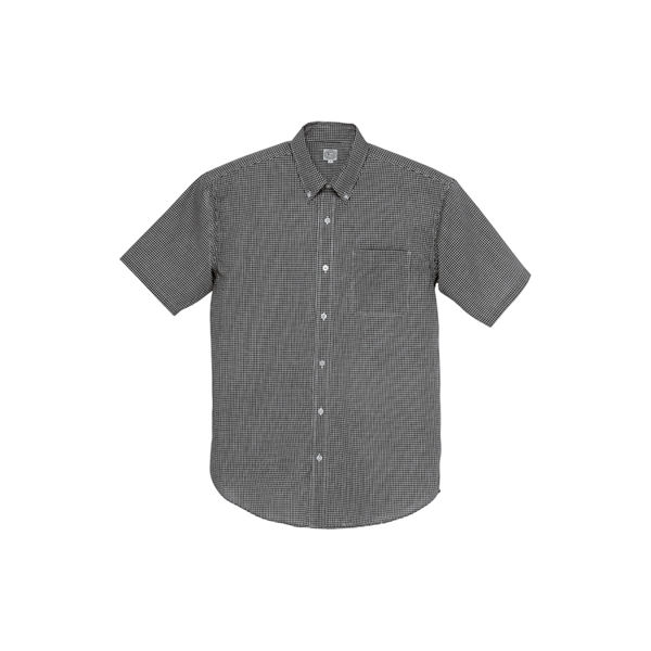 AITOZ（アイトス） ユニセックス 小さいサイズ 半袖ボタンダウンシャツ ギンガムチェック ブラック 3S AZ-7825 1着（直送品）