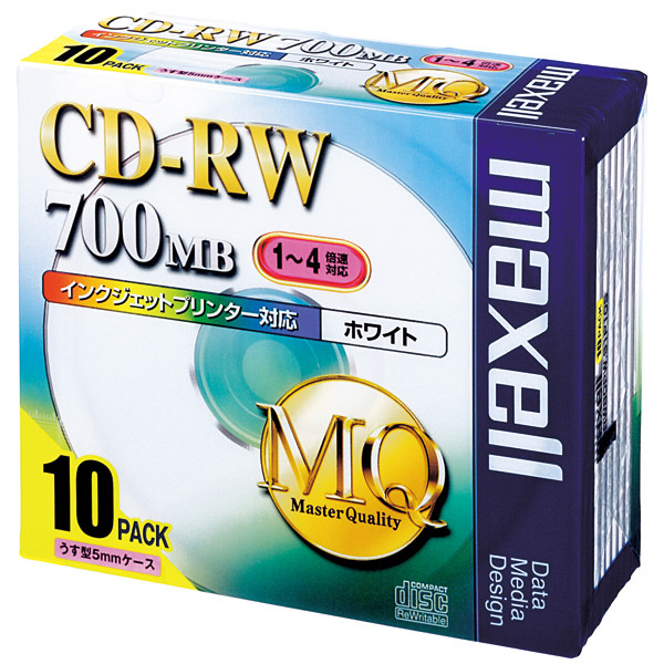 マクセル CD-RW700MB 5mmプラケース CDRW80PW.S1P10S 1パック（10枚入