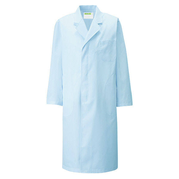 KAZEN メンズ診察衣S型長袖（ドクターコート） 医療白衣 サックスブルー（水色） シングル 3L 110-71（直送品）