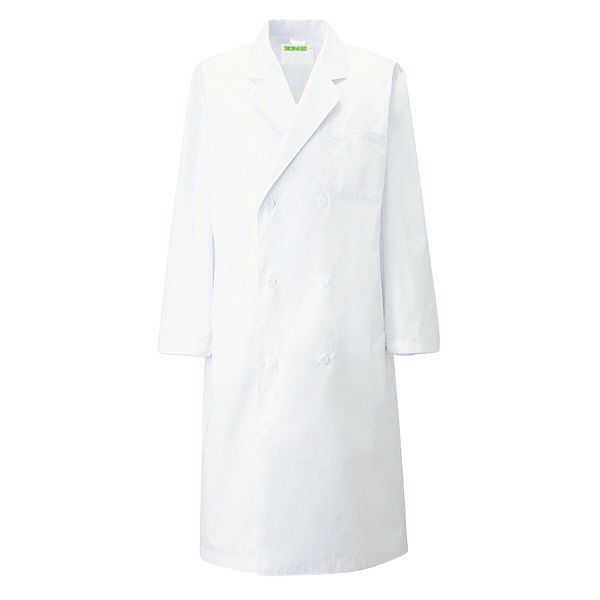 KAZEN メンズ診察衣W型長袖（ドクターコート） 医療白衣 ホワイト ダブル LL 115-20（直送品）