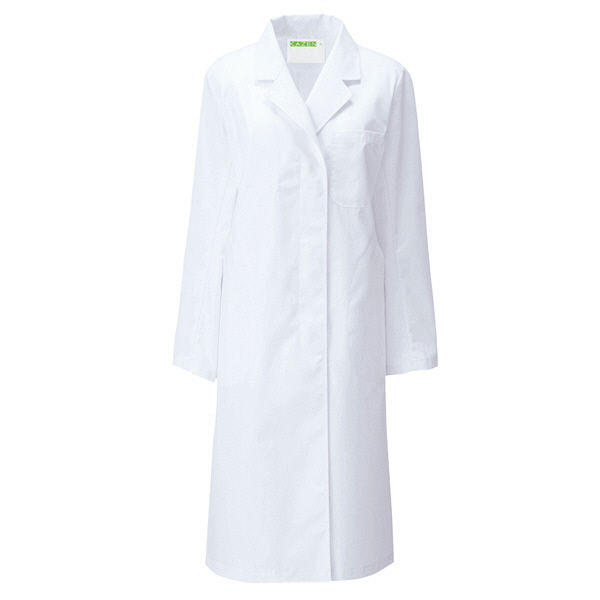 KAZEN レディス診察衣S型長袖（ドクターコート） 医療白衣 ホワイト シングル L 120-70（直送品）