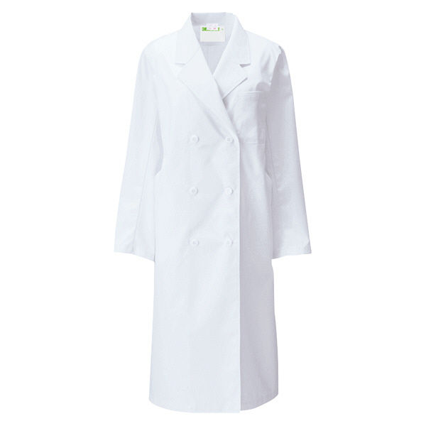 KAZEN レディス診察衣W型長袖（ドクターコート） 医療白衣 ホワイト ダブル 4L 125-70（直送品）