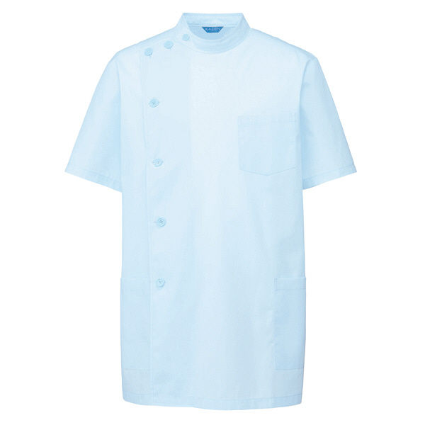 KAZEN メンズ医務衣半袖 （メンズケーシー） 医療白衣 サックスブルー（水色） 3L 132-31（直送品）