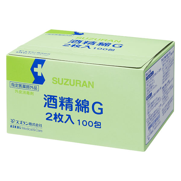スズラン 酒精綿G（個包装/2枚入） 1セット（7200包：100包入×72
