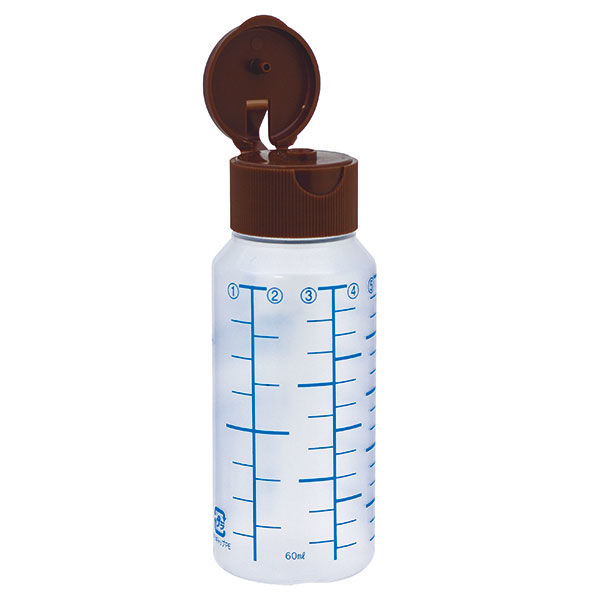 金鵄製作所 NK投薬瓶（60mL）ワンタッチキャップ（ブラウン） 1袋（100本入）