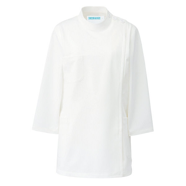 KAZEN レディス医務衣七分袖 （ナースジャケット） 医療白衣 オフホワイト S 268-10（直送品）