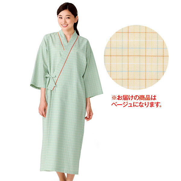 KAZEN 患者衣ガウン （検査着 検診衣） 男女兼用 ベージュ 3L 289-23（直送品）