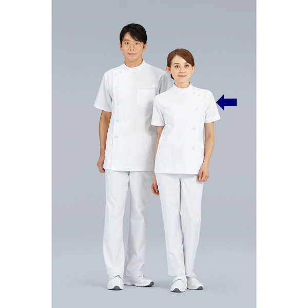 KAZEN レディス医務衣半袖 （ナースジャケット） 医療白衣 ホワイト 6L