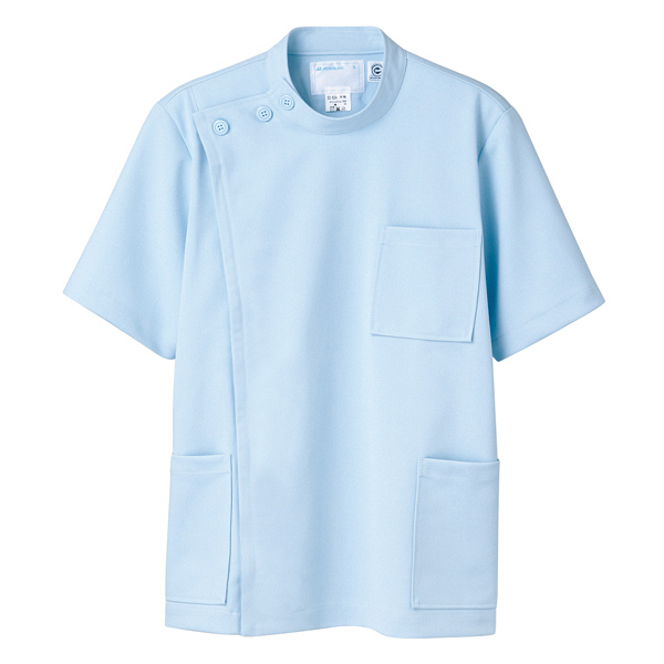 住商モンブラン ケーシー（メンズ・半袖） 医務衣 医療白衣 サックスブルー（水色） M 52-814（直送品）