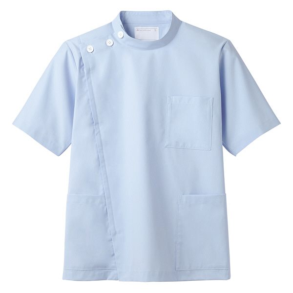 住商モンブラン ケーシー（メンズ・半袖） 医務衣 医療白衣 サックスブルー（水色） LL 72-956（直送品）