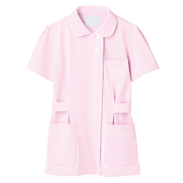 住商モンブラン レディスジャケット（ナースジャケット） 医療白衣 半袖 ピンク/白 M 73-1444（直送品）